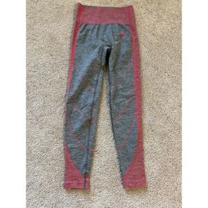 Gymshark Seamless Leggings High Waisted‎ Athletic Gray Red Size Small